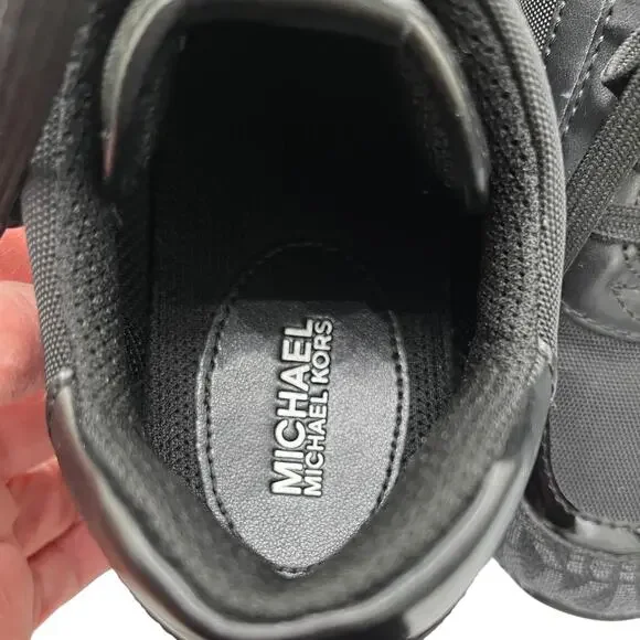 Michael Kors Wilma Trainer Sneaker Black Logo Size 7 Lace Up Fashion Shoe - Picture 4 of 6